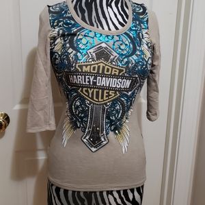 Harley Davidson 3/4 sleeve shirt